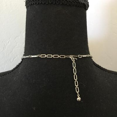 Vintage Silver tone, rhinestone, art deco collar necklace