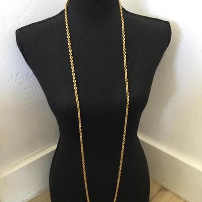 Vintage crown Trifari very nice textured, gold tone, chain necklace, long chain necklace