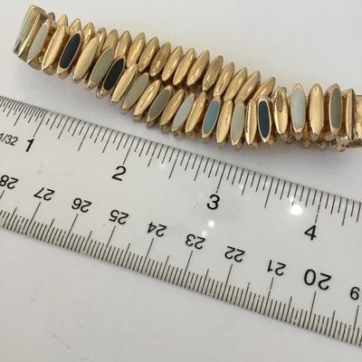 Vintage goldtone multicolored enamel stretch bracelet
