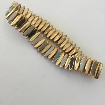 Vintage goldtone multicolored enamel stretch bracelet