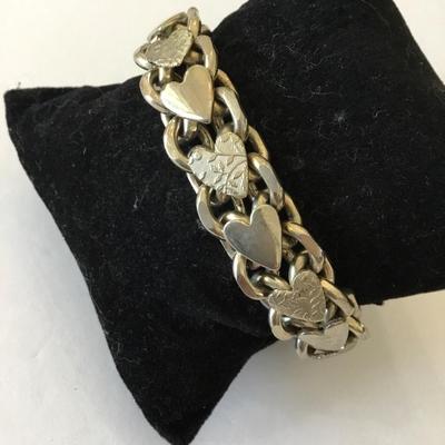 1970s vintage gold chunky double chain heart leaf woodland, elf fantasy, big heavy Boho Bohemian large wide chain link bracelet