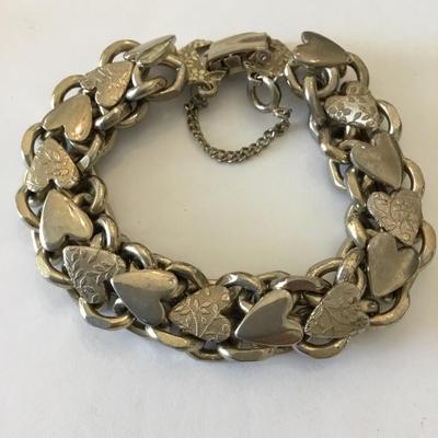 1970s vintage gold chunky double chain heart leaf woodland, elf fantasy, big heavy Boho Bohemian large wide chain link bracelet