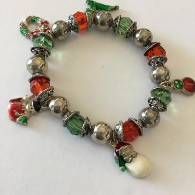 Cute vintage Christmas charm enamel charm bracelet