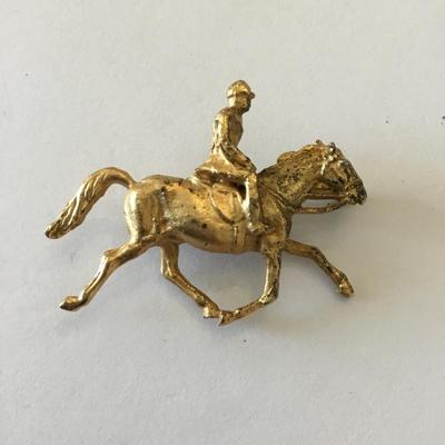 Vintage Napier, sterling, jockey horse rider pin