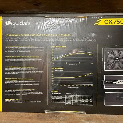 Sale Photo Thumbnail #353: New in box Corsair cx750m pc power supply.  

From the manufacturer;

CORSAIR CX-M Series Low-Noise Power Supplies offer semi-modular cabling, a long-lasting rifle bearing fan, and Japanese capacitors for reliable, low-noise operation.
A rifle bearing fan