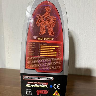 Sale Photo Thumbnail #385: New in box die cast metal scorponok figure from transformers titanium series.

*shipping available at buyers expense