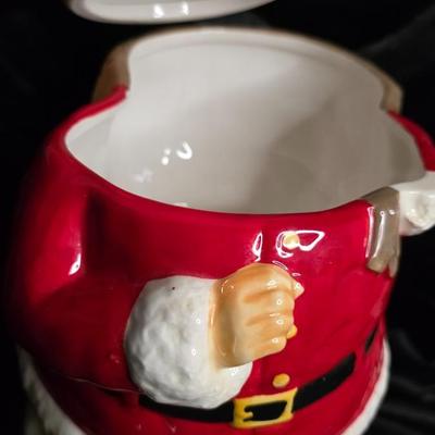 Vintage Santa Claus Cookie Jar with Toy Sack - Christmas Holiday Canister