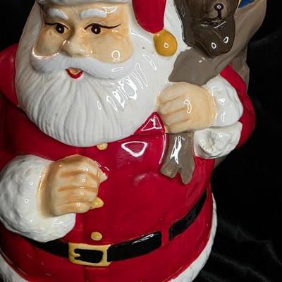 Vintage Santa Claus Cookie Jar with Toy Sack - Christmas Holiday Canister