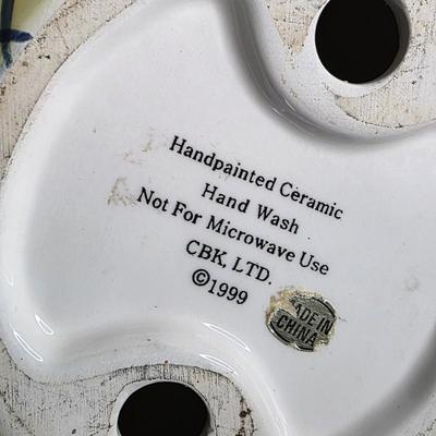 Vintage CBK Hand-Painted Ceramic Hen Figurine - Blue Floral Chicken Decor Piece