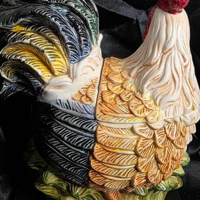 Vintage Jay Import Majolica Rooster Cookie Jar - Large Hand-Painted Ceramic Chicken Canister