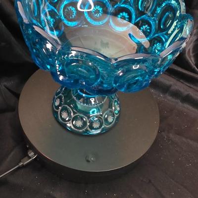 Vintage Viking Bluenique 1968 Compote Bowl - Turquoise Blue Glass Elegance