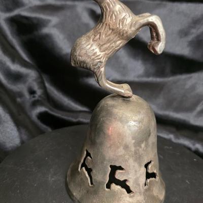 1996 International Silver Co. Hand-Made Silver-Plated Christmas Bell – Reindeer Finial & Cutout Design