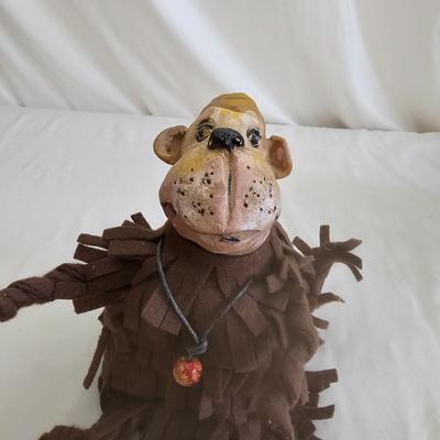 Sandy Vohr Leather Zoo Giraffe & Felt Sculpted Monkey (LR-JS)