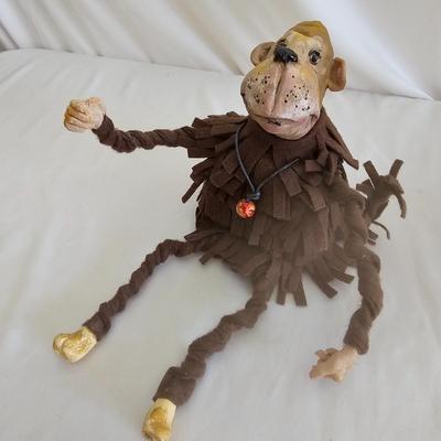 Sandy Vohr Leather Zoo Giraffe & Felt Sculpted Monkey (LR-JS)