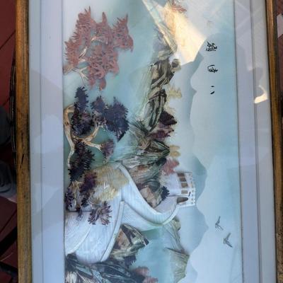 Sale Photo Thumbnail #61: Large Chinese shell art diatoms depicting the great well.