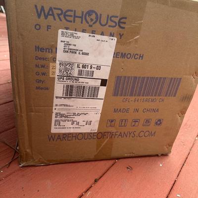 Sale Photo Thumbnail #85: New in box and includes remote & 2 Color Options Blades in chrome.  Takes 3 e26 60 watt bulbs (not included)