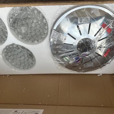 Sale Photo Thumbnail #83: New in box and includes remote & 2 Color Options Blades in chrome.  Takes 3 e26 60 watt bulbs (not included)