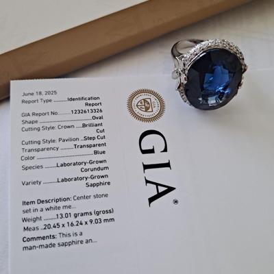 GIA CERTIFIED LAB GROWN SAPPHIRE RING
