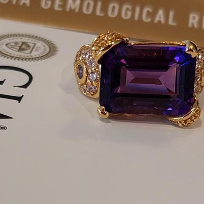 GIA CERTIFIED LAB GROWN AMETHYST RING