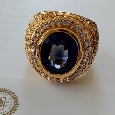 GIA CERTIFIED LAB GROWN SAPPHIRE RING