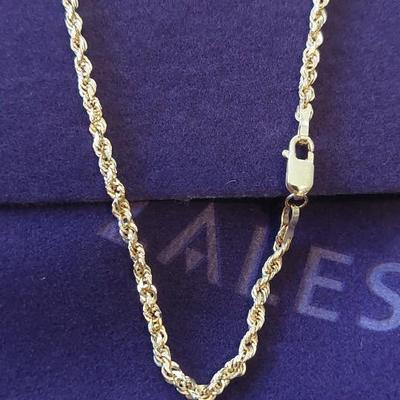 Solid Gold 14kt Diamond-Cut Glitter Rope Necklace