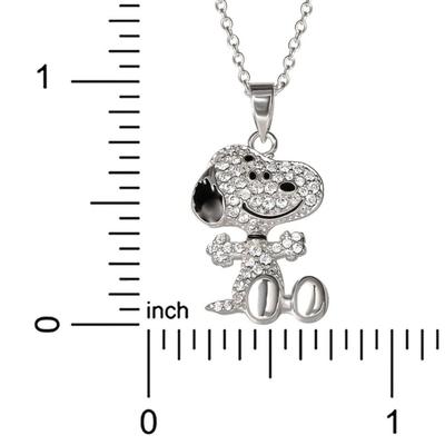 Peanuts Snoopy Sterling Silver Cubic Zirconia 3D Pave Pendant Necklace