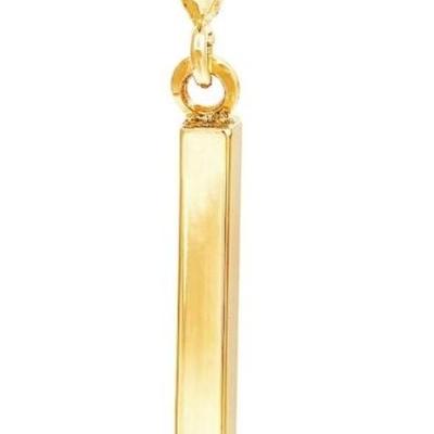 Everlasting Gold 10k Gold Square Tube Drop Pendant
