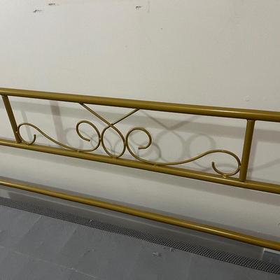 Sale Photo Thumbnail #106: This Queen size French Country Style Four Poster Metal Canopy Bed in Gold Finish showcases four posters for a stately, French country look in your bedroom. The clean-lined frame is crafted from stainless steel in a neutral finish, and it rests on round, 6