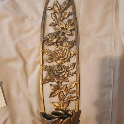 Gold Rose Wall Candleholder