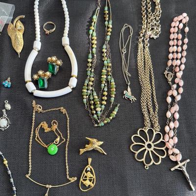 Sale Photo Thumbnail #49: Vintage Jewelry, Rosary, Earrings, Pins, Bracelets and more.