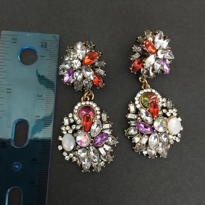 Beautiful, multicolored, rhinestone, crystal statement earrings