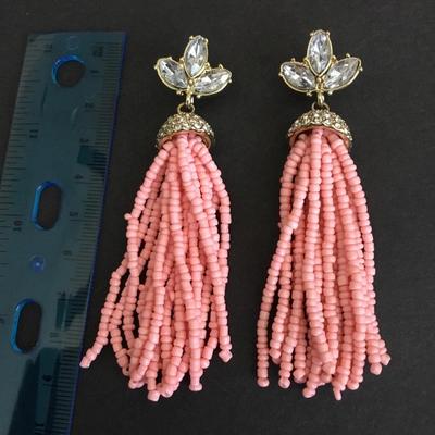 Cute Glass bead, rhinestone, tassel, statement, earrings, gold toned