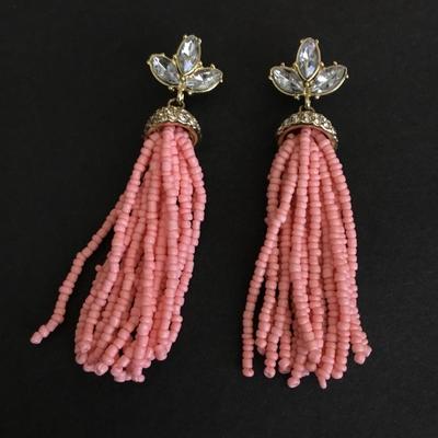 Cute Glass bead, rhinestone, tassel, statement, earrings, gold toned