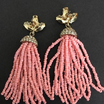 Cute Glass bead, rhinestone, tassel, statement, earrings, gold toned