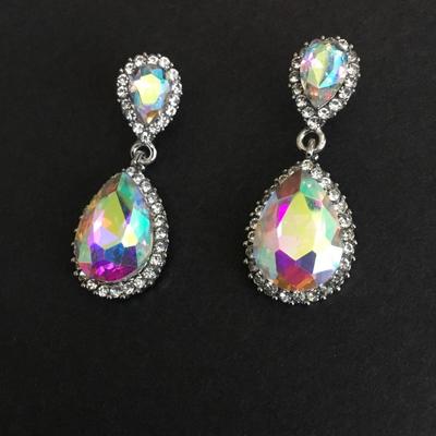 Rainbow, rhinestone statement earrings