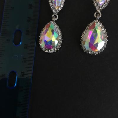 Rainbow, rhinestone statement earrings