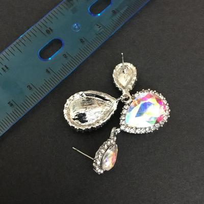 Rainbow, rhinestone statement earrings
