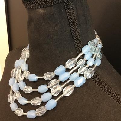 Beautiful light blue west Germany for strand statement necklace