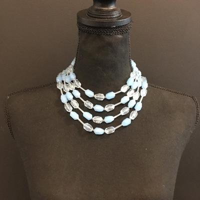 Beautiful light blue west Germany for strand statement necklace