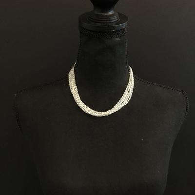 Vintage Sarah Coventry, multi strand, silver toned, pinwheel chain necklace