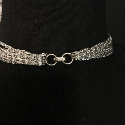 Vintage Sarah Coventry, multi strand, silver toned, pinwheel chain necklace
