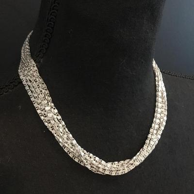 Vintage Sarah Coventry, multi strand, silver toned, pinwheel chain necklace