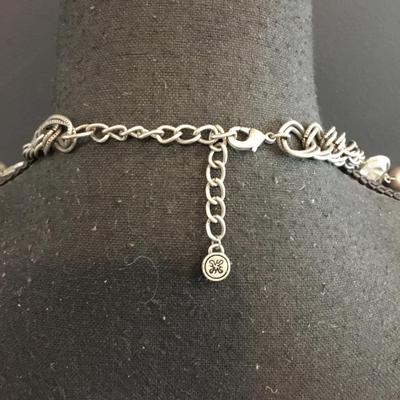 Beautiful, silver toned, faux, glass statement, necklace