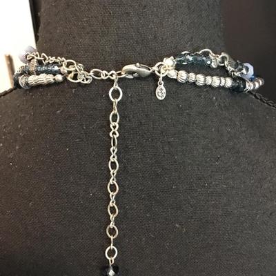 Vintage premier design, beautifully Silver-tone lapis gemstone bead necklaces