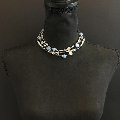 Vintage premier design, beautifully Silver-tone lapis gemstone bead necklaces