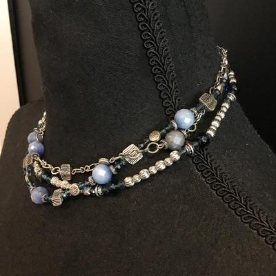 Vintage premier design, beautifully Silver-tone lapis gemstone bead necklaces