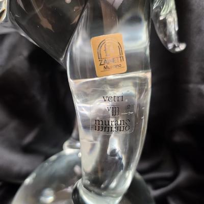 Vintage Licio Zanetti Murano Art Glass Elephant Sculpture - 16" Italian Clear Glass Figurine with Controlled Bubbles