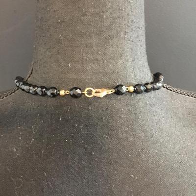 Beautiful vintage, Jet, black faceted glass bead necklace