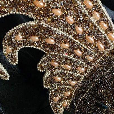 Vintage Hand-Beaded Rooster Figurine - 15" Tall Gold & Red Beaded Chicken Sculpture