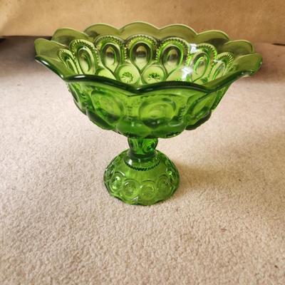Green Glass Candy Dish
